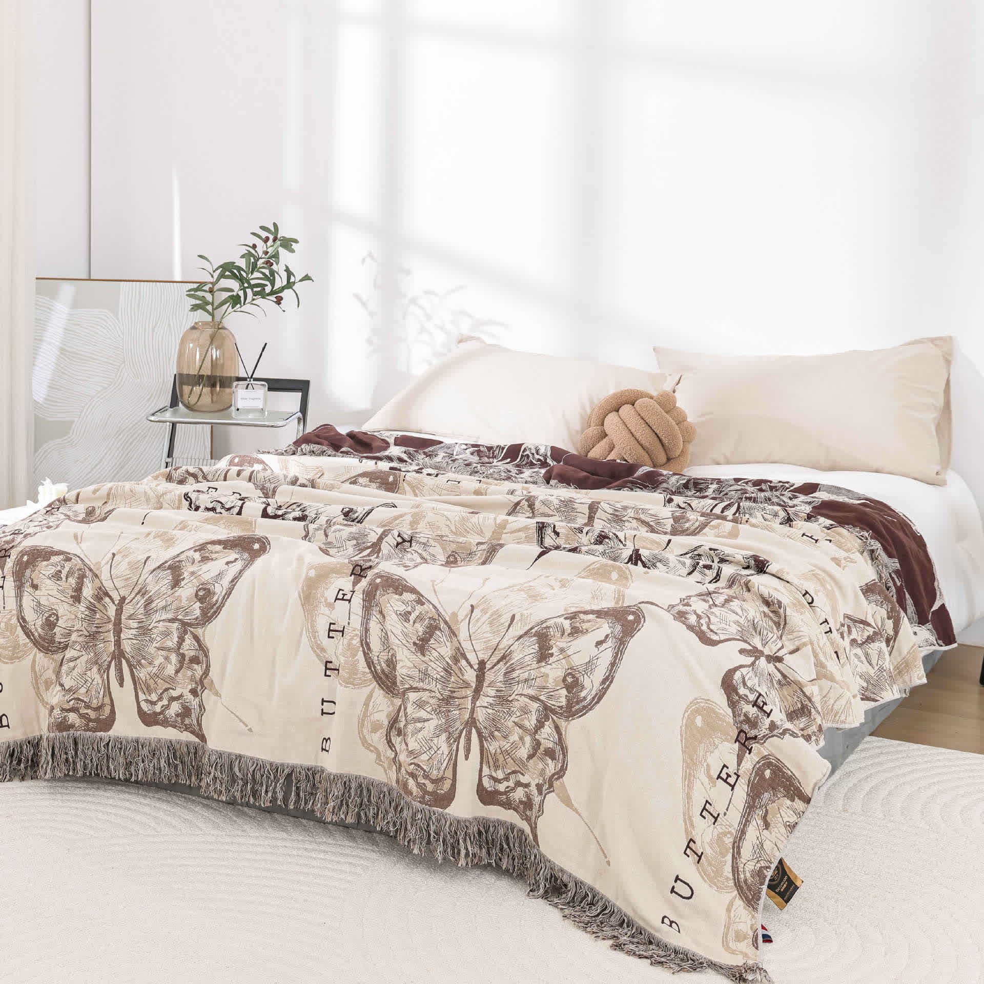 Rustic Butterfly Cotton Gauze Lightweight Quilt - image 1