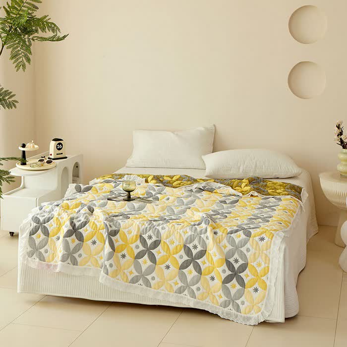 Geometric Bamboo Fiber Lace Edge Quilt - Queen - image 3