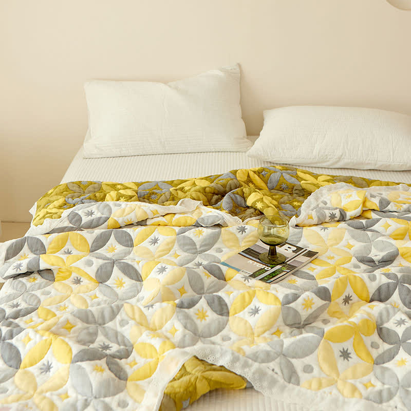 Geometric Bamboo Fiber Lace Edge Quilt - image 5