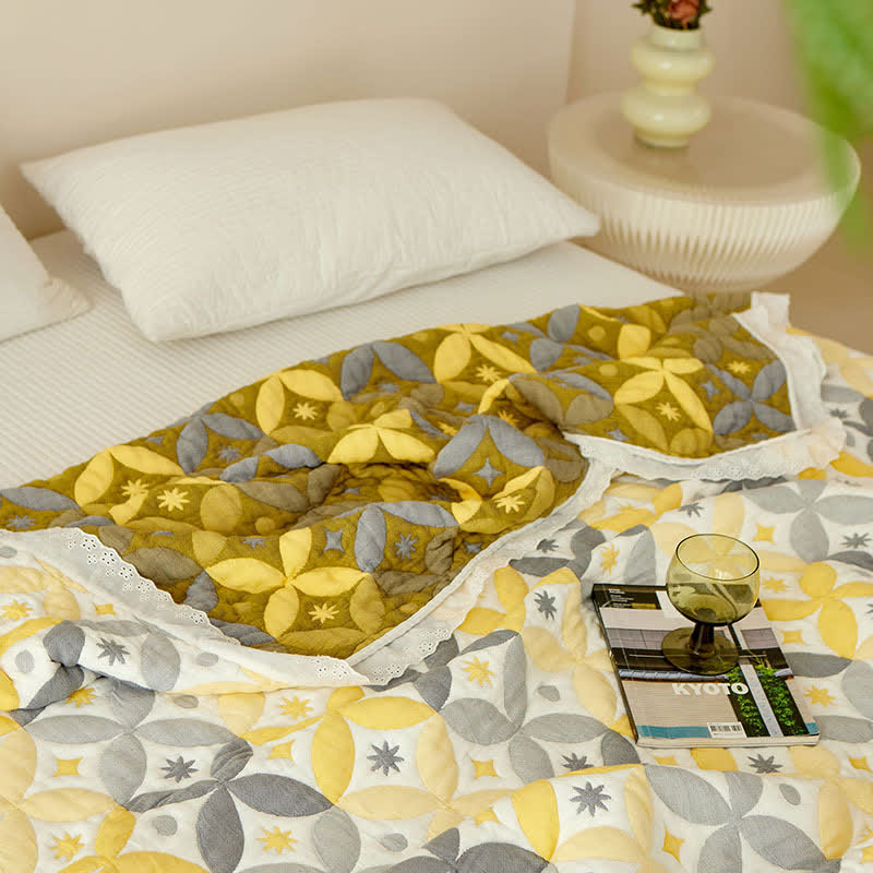 Geometric Bamboo Fiber Lace Edge Quilt - image 8