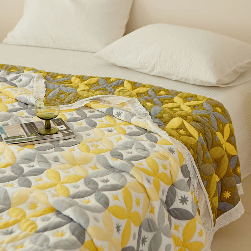 Geometric Bamboo Fiber Lace Edge Quilt - image 6