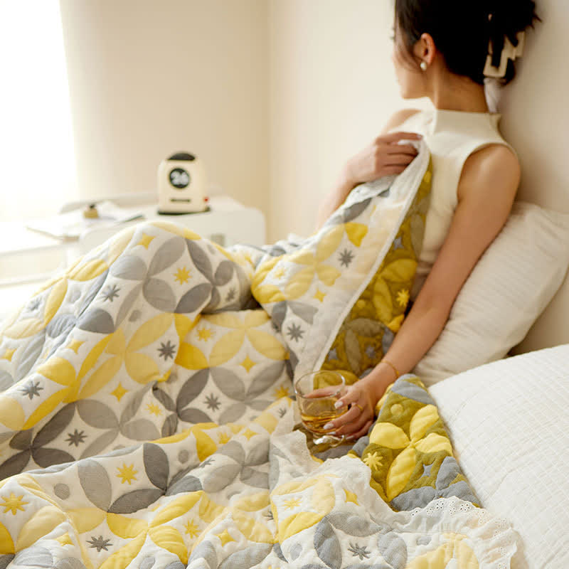 Geometric Bamboo Fiber Lace Edge Quilt - image 4