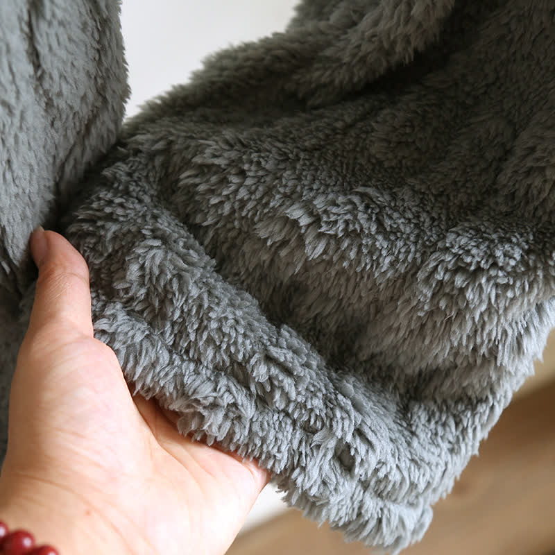 Embroidery Fluffy Fleece Long Sleeves Pajama Set - image 3