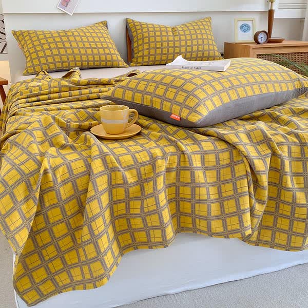 Cotton Gauze Classic Plaid Flat Sheet - image 2