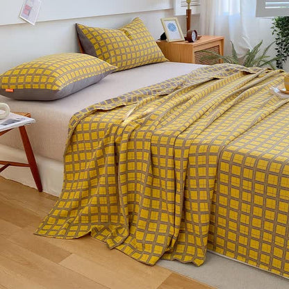 Cotton Gauze Classic Plaid Flat Sheet - image 1