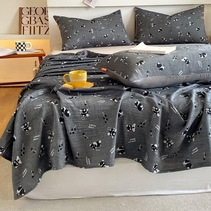 Cotton Gauze Cute Panda Flat Sheet - image 4