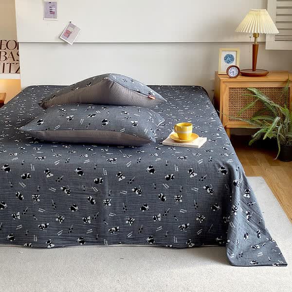 Cotton Gauze Cute Panda Flat Sheet - image 1