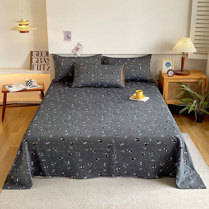 Cotton Gauze Cute Panda Flat Sheet - Sheet with 2pcs Pillowcases - Queen - image 0