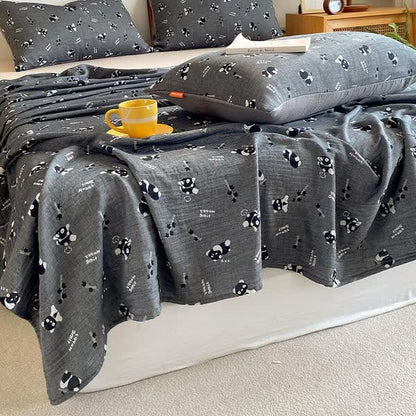 Cotton Gauze Cute Panda Flat Sheet - image 5