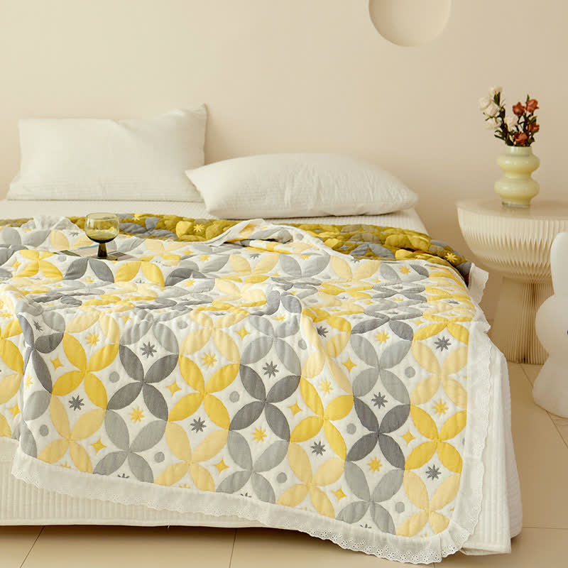 Geometric Bamboo Fiber Lace Edge Quilt - image 2