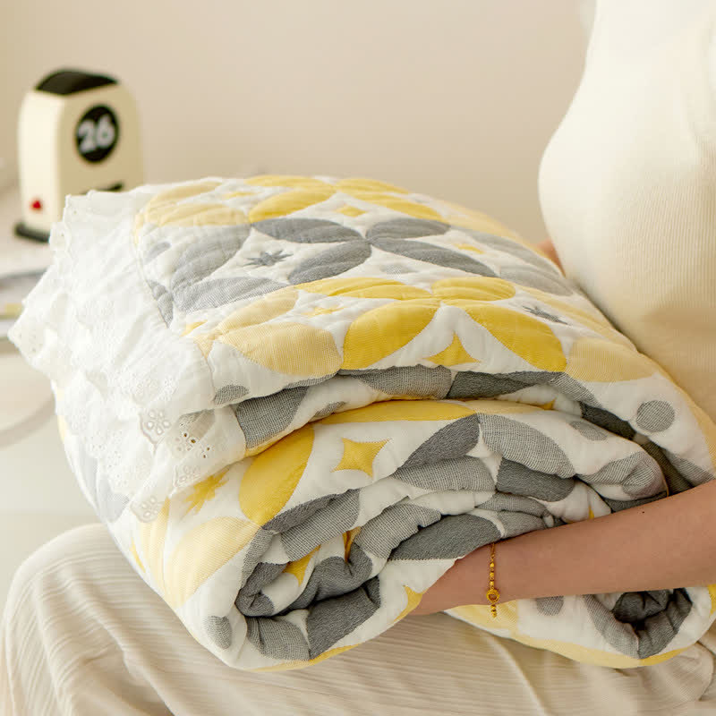 Geometric Bamboo Fiber Lace Edge Quilt - image 9