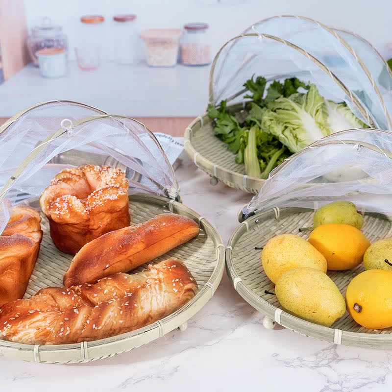 Ownkoti Creative Hand-Woven Food Basket / Tray with Net Cover - image 2