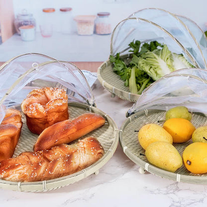 Ownkoti Creative Hand-Woven Food Basket / Tray with Net Cover - image 2