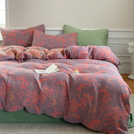 Lotus Pond Cotton Gauze Bedding Set (4PCS) - Duvet Cover - King - image 0