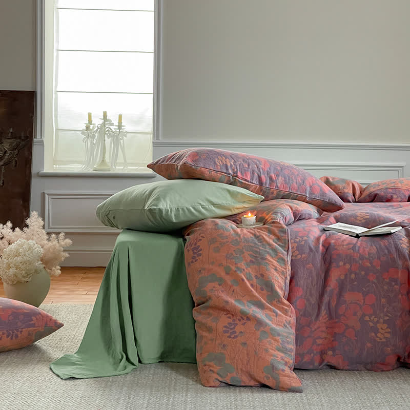 Lotus Pond Cotton Gauze Bedding Set (4PCS) - image 5