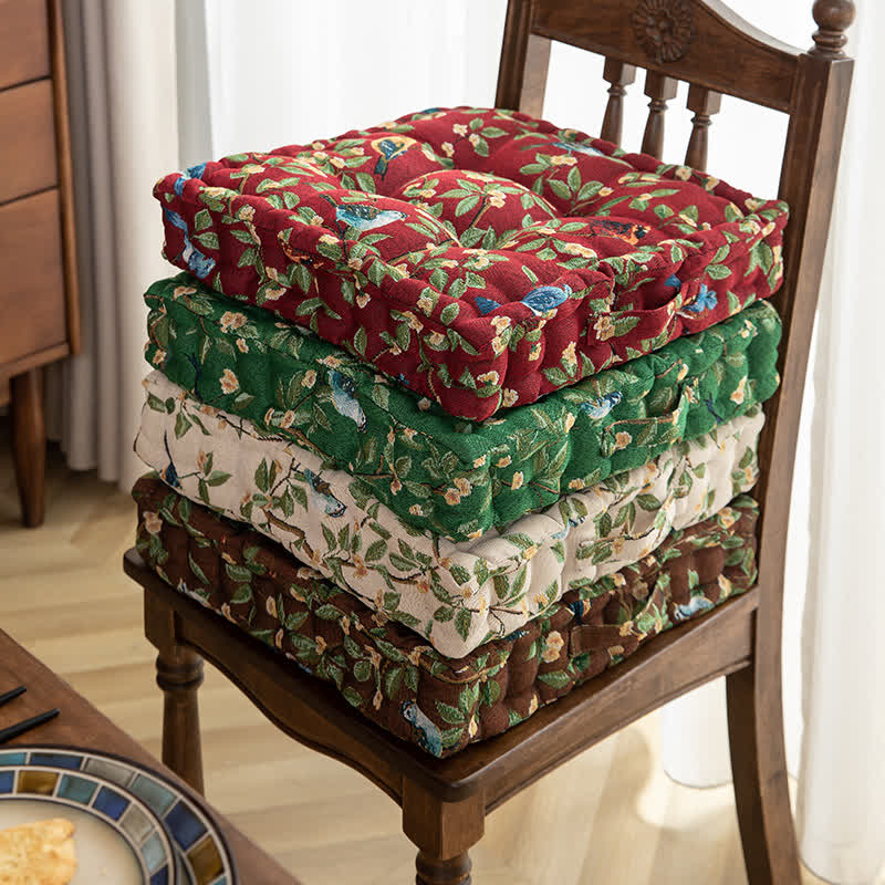 Bird Leaf Jacquard Chair Pad Floor Cushion - image 0