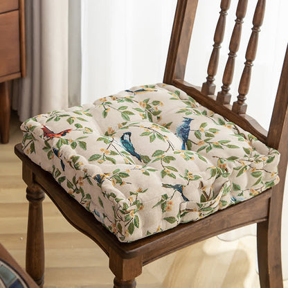 Bird Leaf Jacquard Chair Pad Floor Cushion - Beige - 16" x 16" x 4"  - image 4