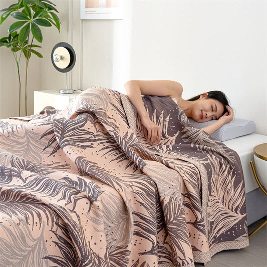 Lyocell Gauze Pastoral Leaves Soft Quilt - King - image 0