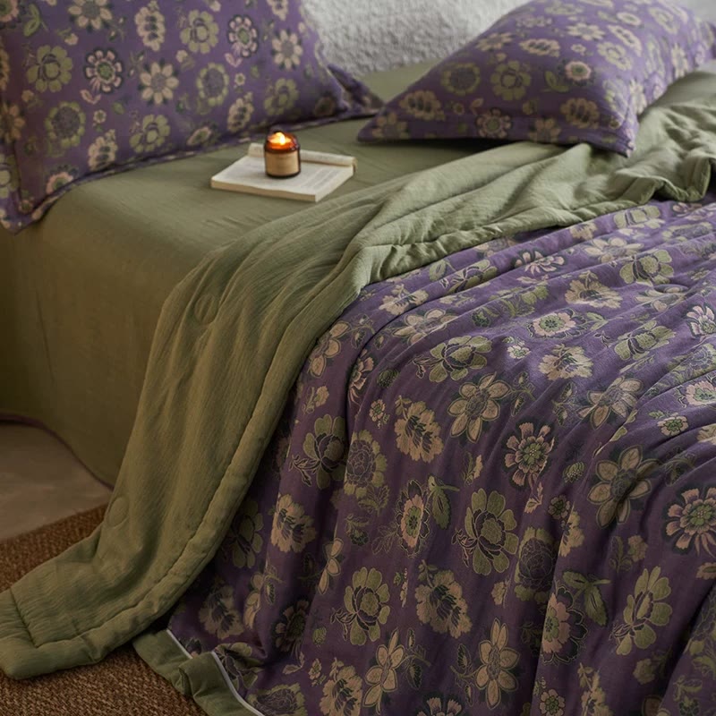 Jacquard Pure Cotton Gauze Floral Quilt - image 0