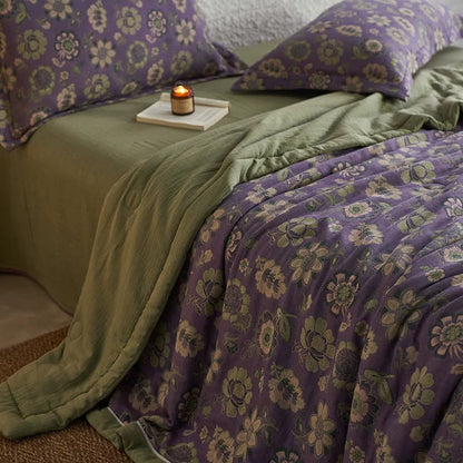 Jacquard Pure Cotton Gauze Floral Quilt - image 0