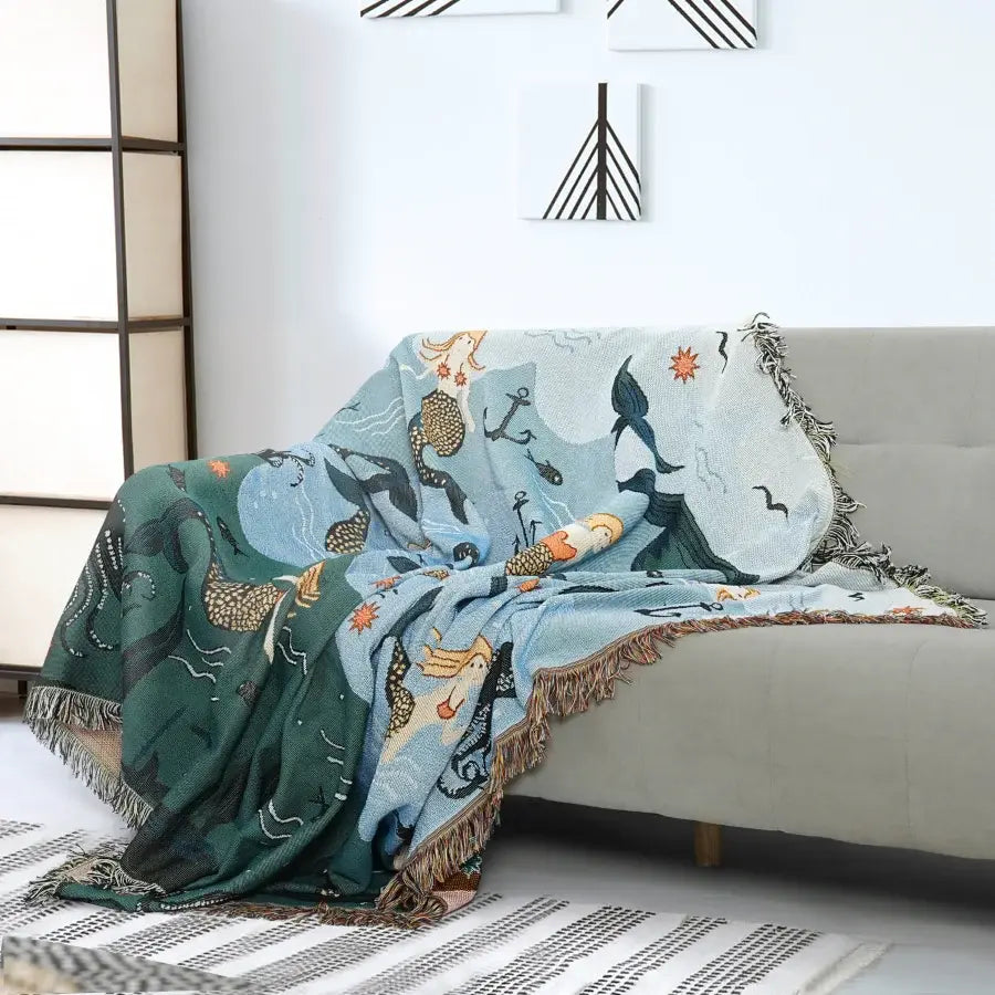 Ownkoti Mermaid Sofa Cover Palm Tassel Blanket - image 4
