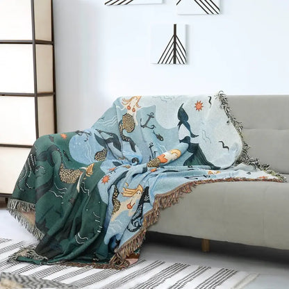 Ownkoti Mermaid Sofa Cover Palm Tassel Blanket - image 4
