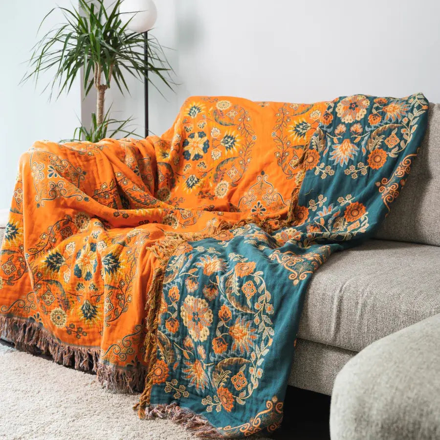 Ownkoti Vintage Throw Blanket Flower Sofa Cover - image 1
