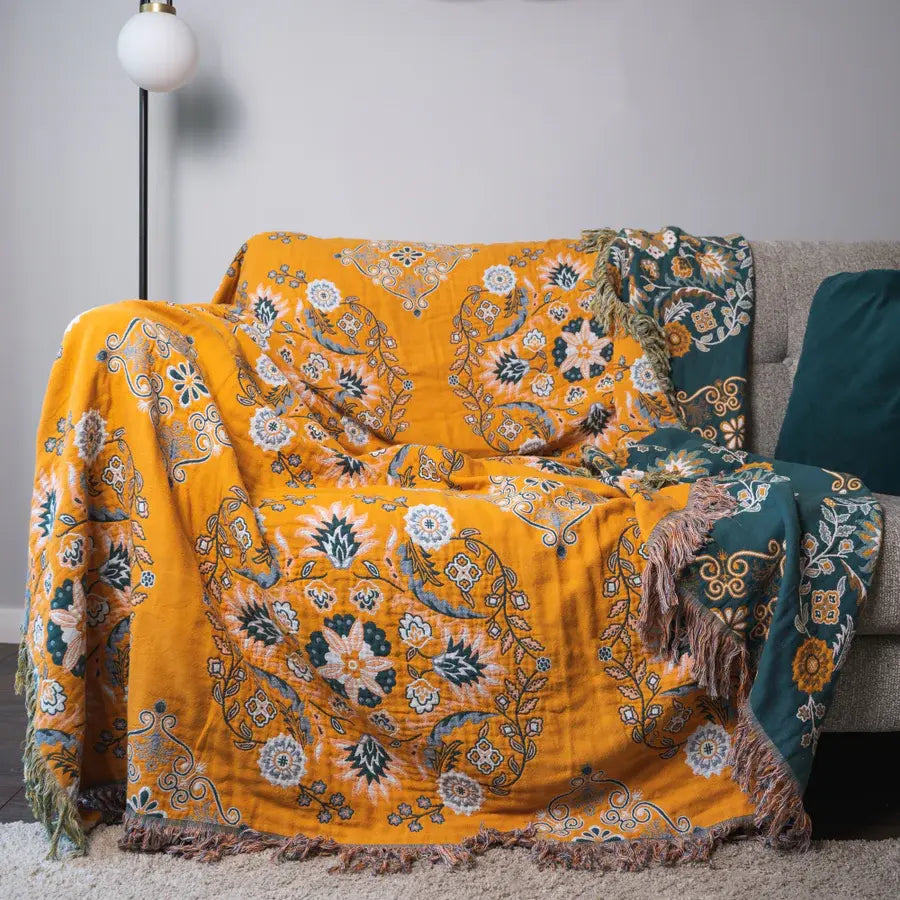 Ownkoti Vintage Throw Blanket Flower Sofa Cover - image 5