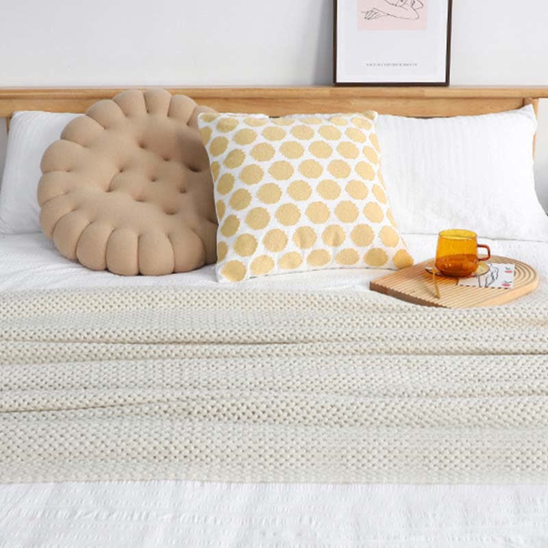Ownkoti Simple Solid Color Knit Tassel Blanket - image 11