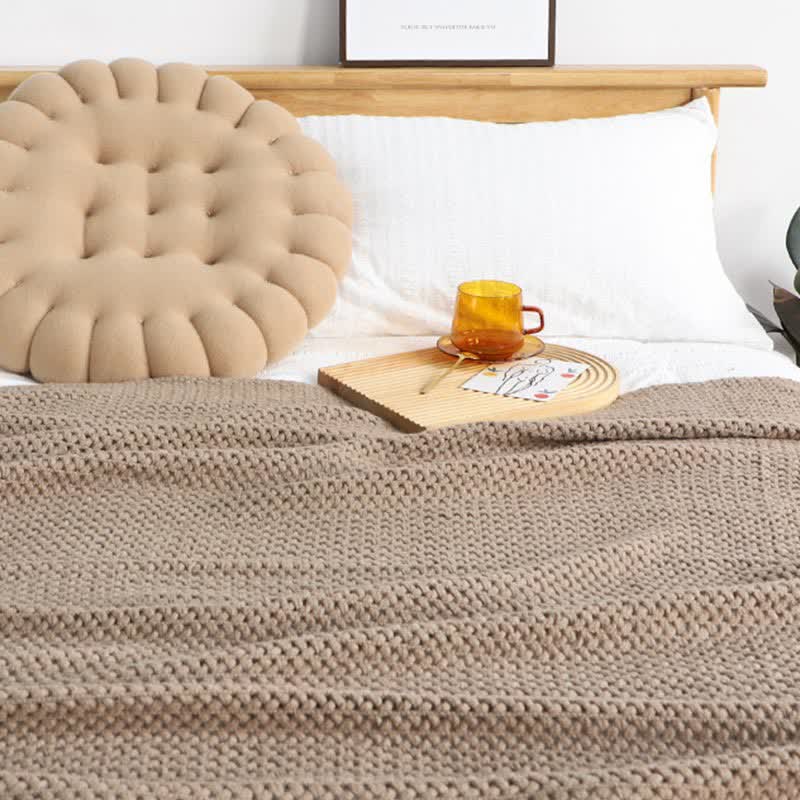 Ownkoti Simple Solid Color Knit Tassel Blanket - image 9