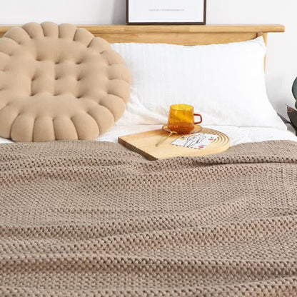 Ownkoti Simple Solid Color Knit Tassel Blanket - image 9
