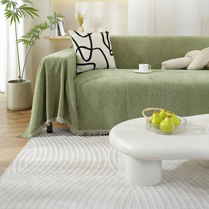 Chenille Herringbone Tassel Couch Cover - image 4
