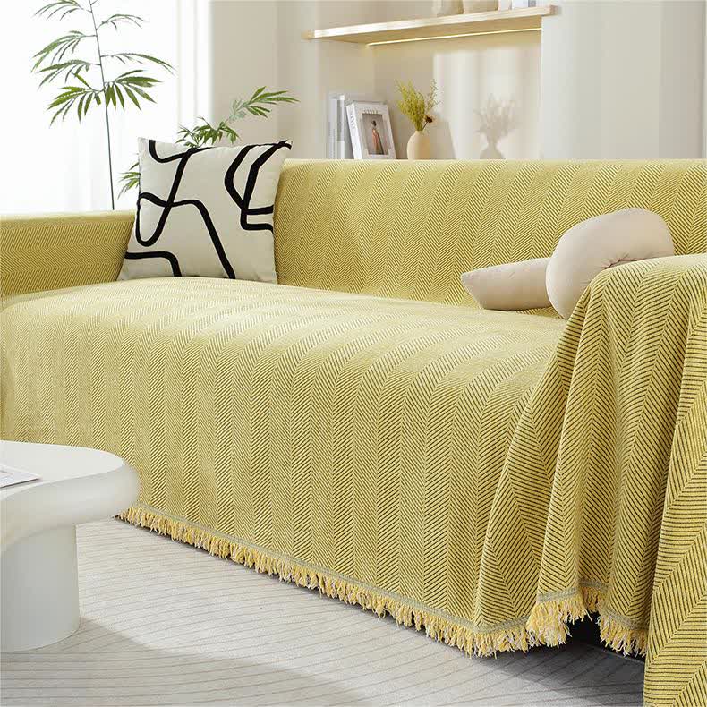 Chenille Herringbone Tassel Couch Cover - image 11