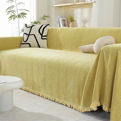 Chenille Herringbone Tassel Couch Cover - image 11