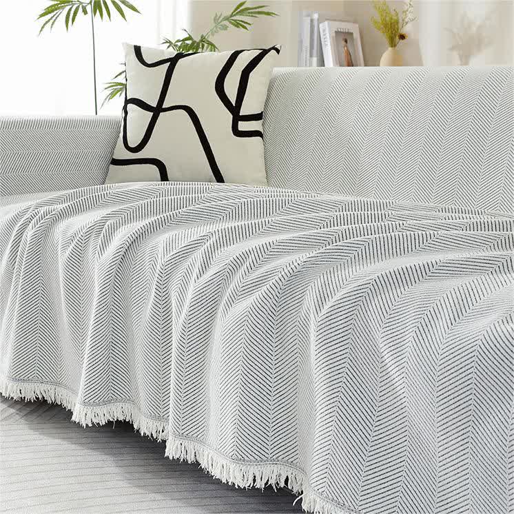 Chenille Herringbone Tassel Couch Cover - image 7