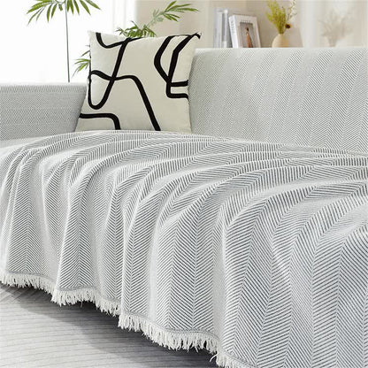 Chenille Herringbone Tassel Couch Cover - image 7
