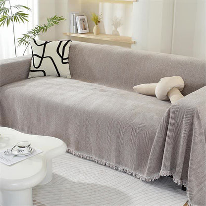 Chenille Herringbone Tassel Couch Cover - image 9
