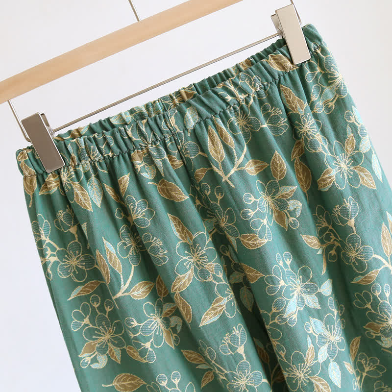 Vintage Floral Cotton Casual Pajama Set - image 5