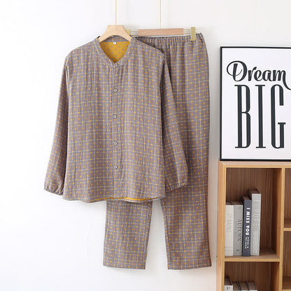 Button-down Cotton Gauze Soft Pajama Set - Gray - Men XL - image 11