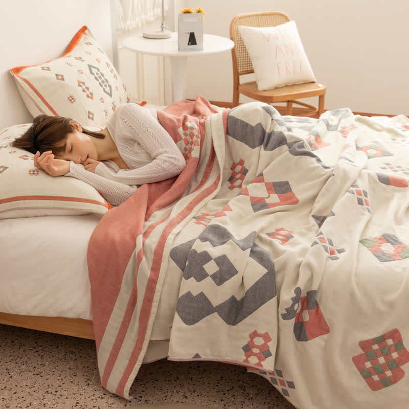 Geometric Four Layer Cotton Gauze Quilt - image 20