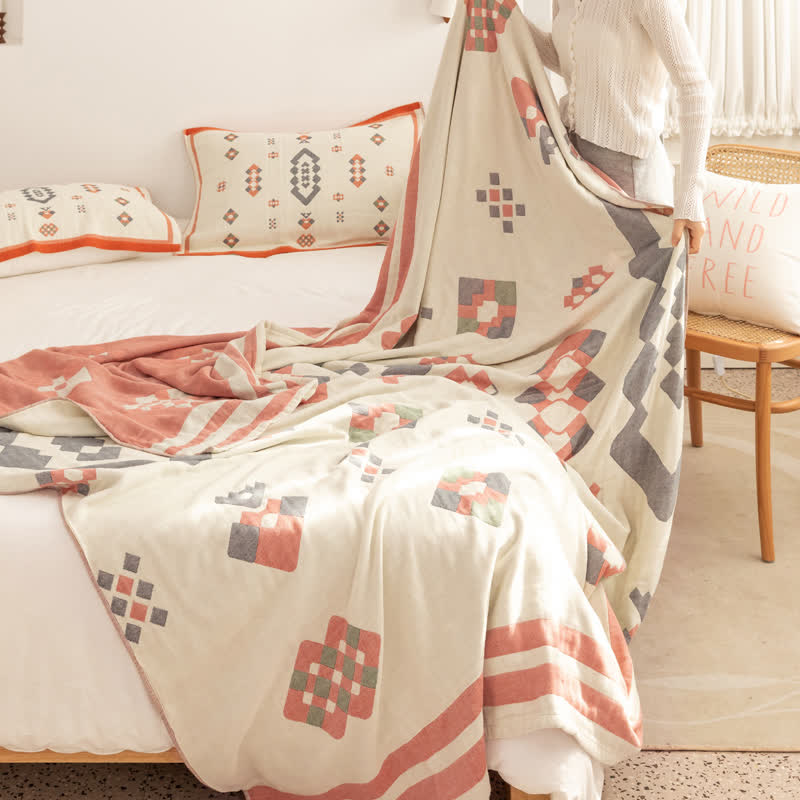 Geometric Four Layer Cotton Gauze Quilt - image 24