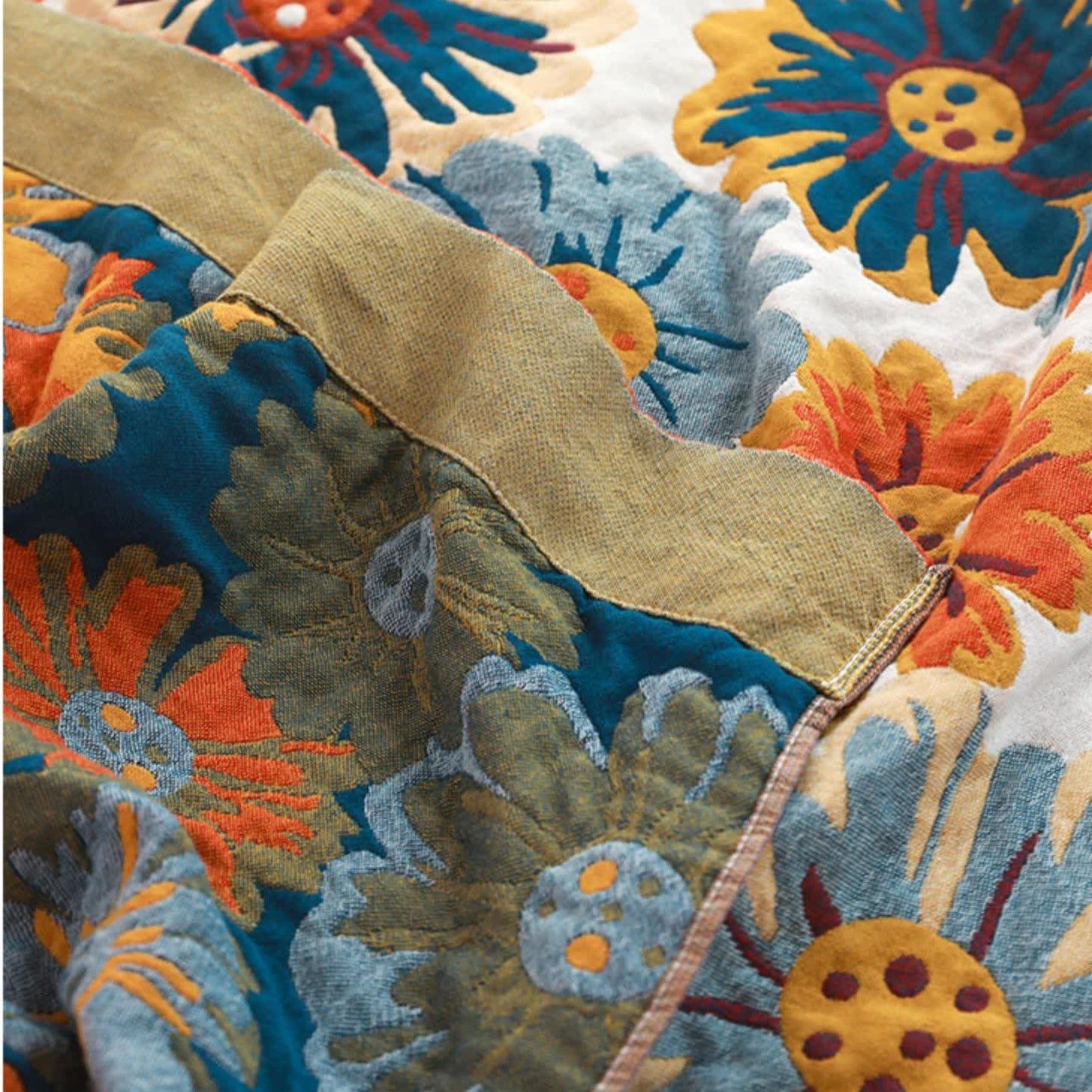 Bright Colorful Flower Cotton Reversible Quilt - image 10