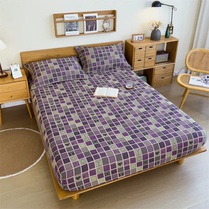 Double Layer Cotton Gauze Plaid Fitted Sheet - image 3