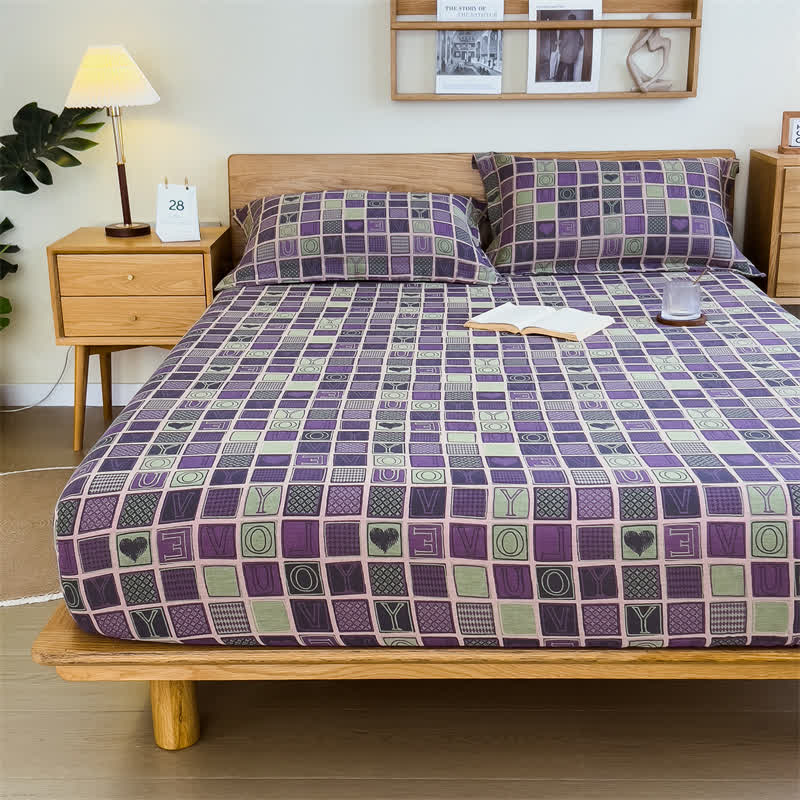 Double Layer Cotton Gauze Plaid Fitted Sheet - image 1