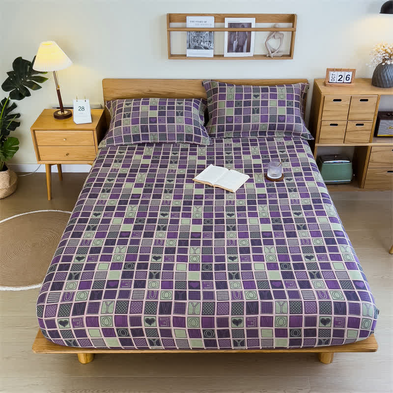 Double Layer Cotton Gauze Plaid Fitted Sheet - image 2