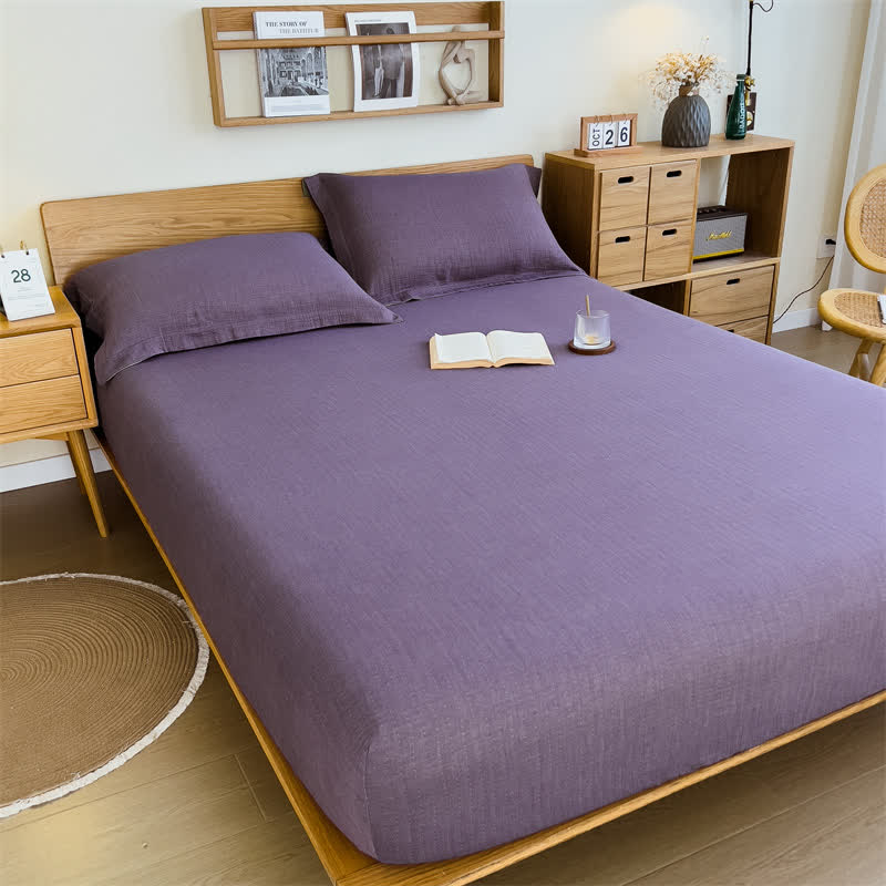  Cotton Gauze Solid Color Fitted Sheet - image 3