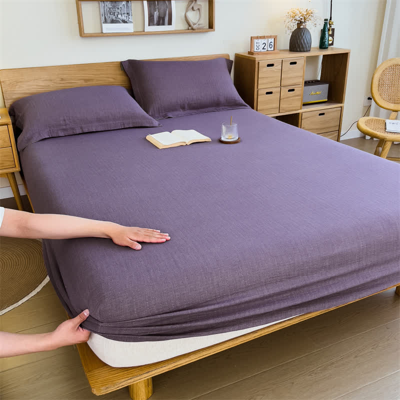  Cotton Gauze Solid Color Fitted Sheet - image 1