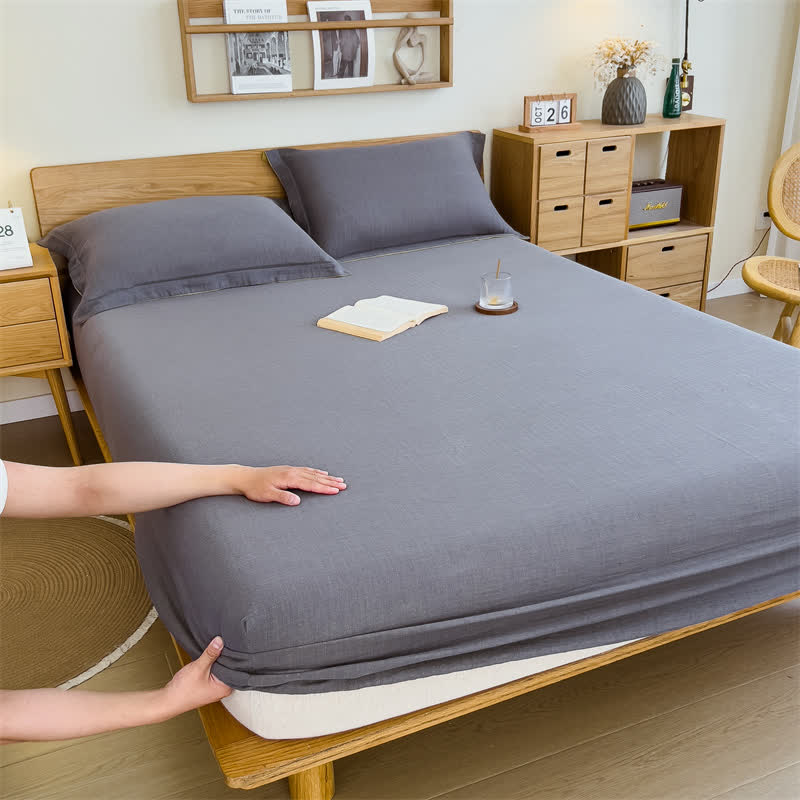  Cotton Gauze Solid Color Fitted Sheet - image 9