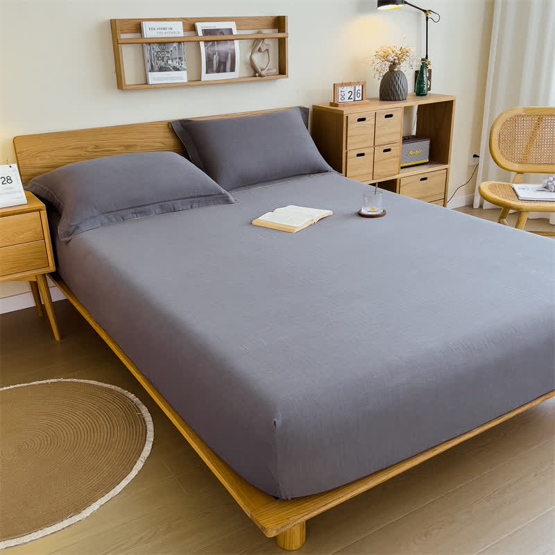  Cotton Gauze Solid Color Fitted Sheet - image 11