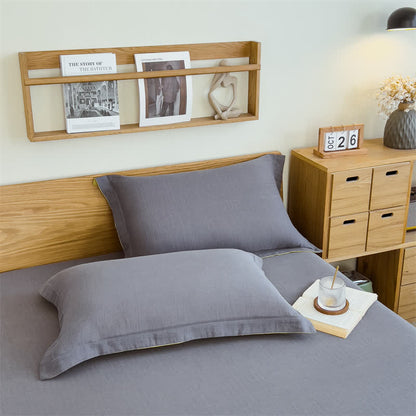  Cotton Gauze Solid Color Fitted Sheet - Gray Blue - 2pcs Pillowcases - 19" x 29" - image 14